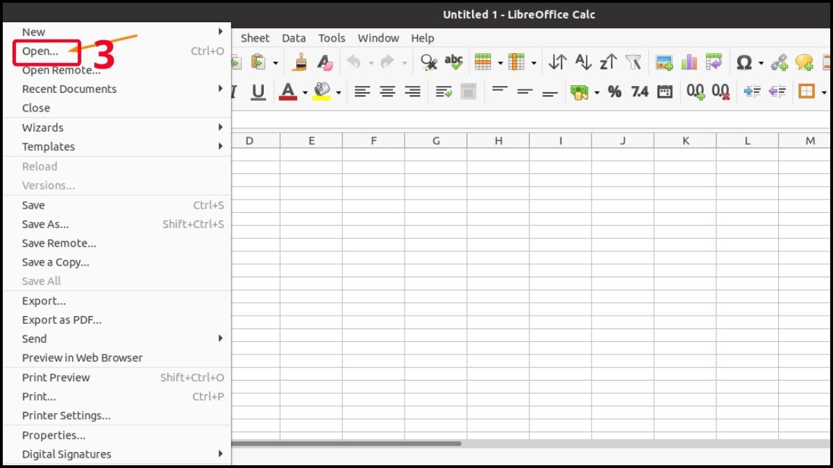 Cách mở file XLSM bằng LibreOffice Calc