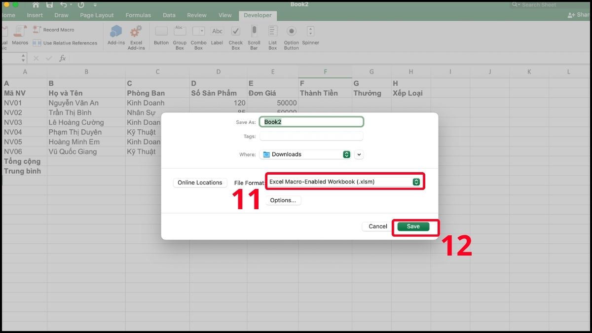 Cách tạo và lưu file XLSM mới