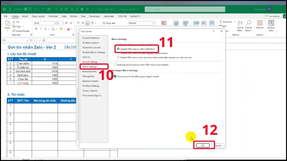 Hướng dẫn cách sửa lỗi không chạy được Macro trong file XLSM