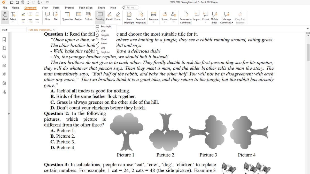 Cách sử dụng Drawing Tools trong Foxit Reader