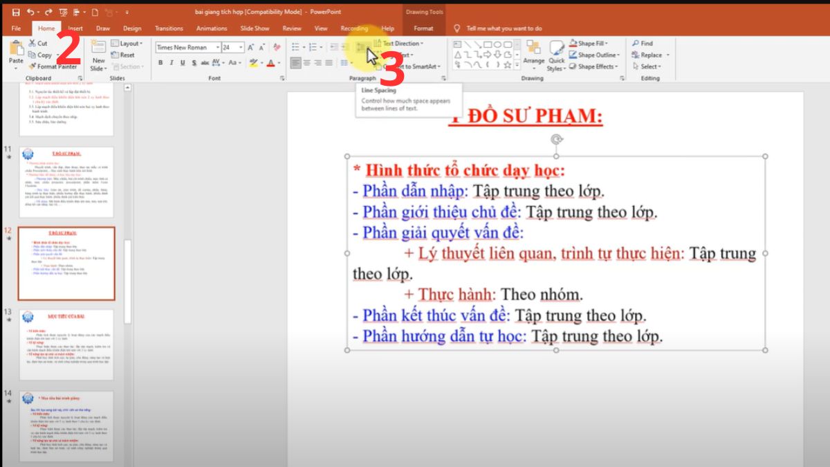 Giãn dòng cho một đoạn văn bản trong PowerPoint