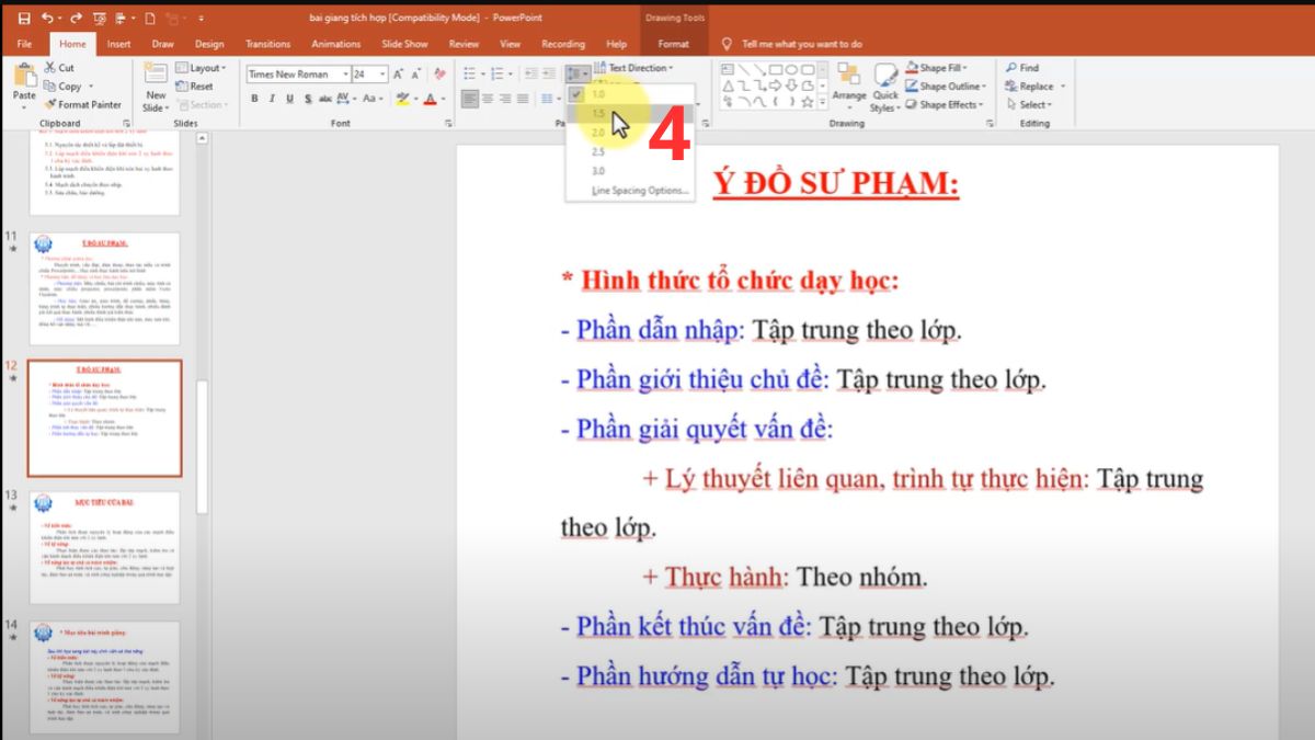 Giãn dòng cho một đoạn văn bản trong PowerPoint