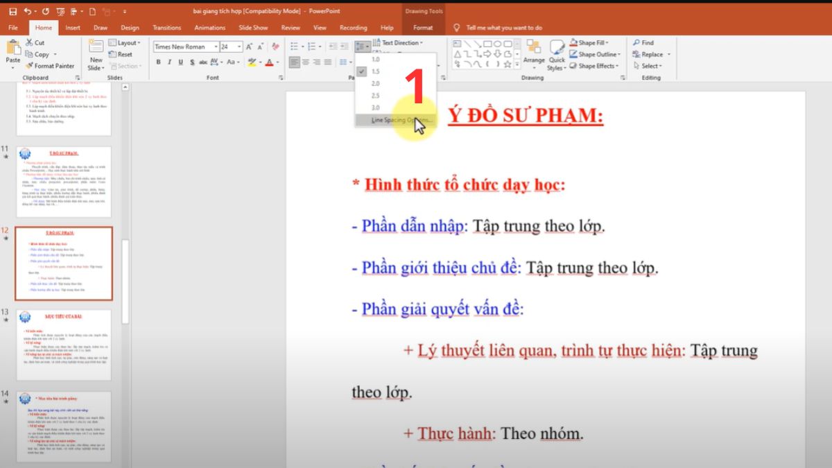 Tùy chỉnh giãn dòng nâng cao trong PowerPoint