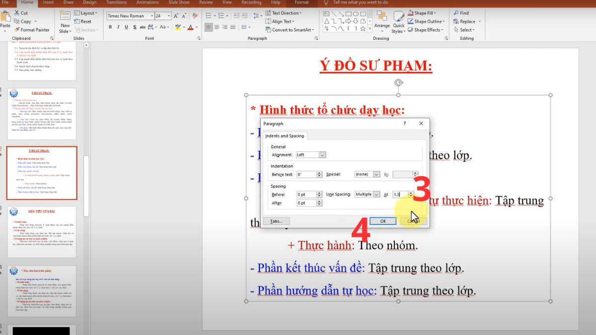 Tùy chỉnh giãn dòng nâng cao trong PowerPoint