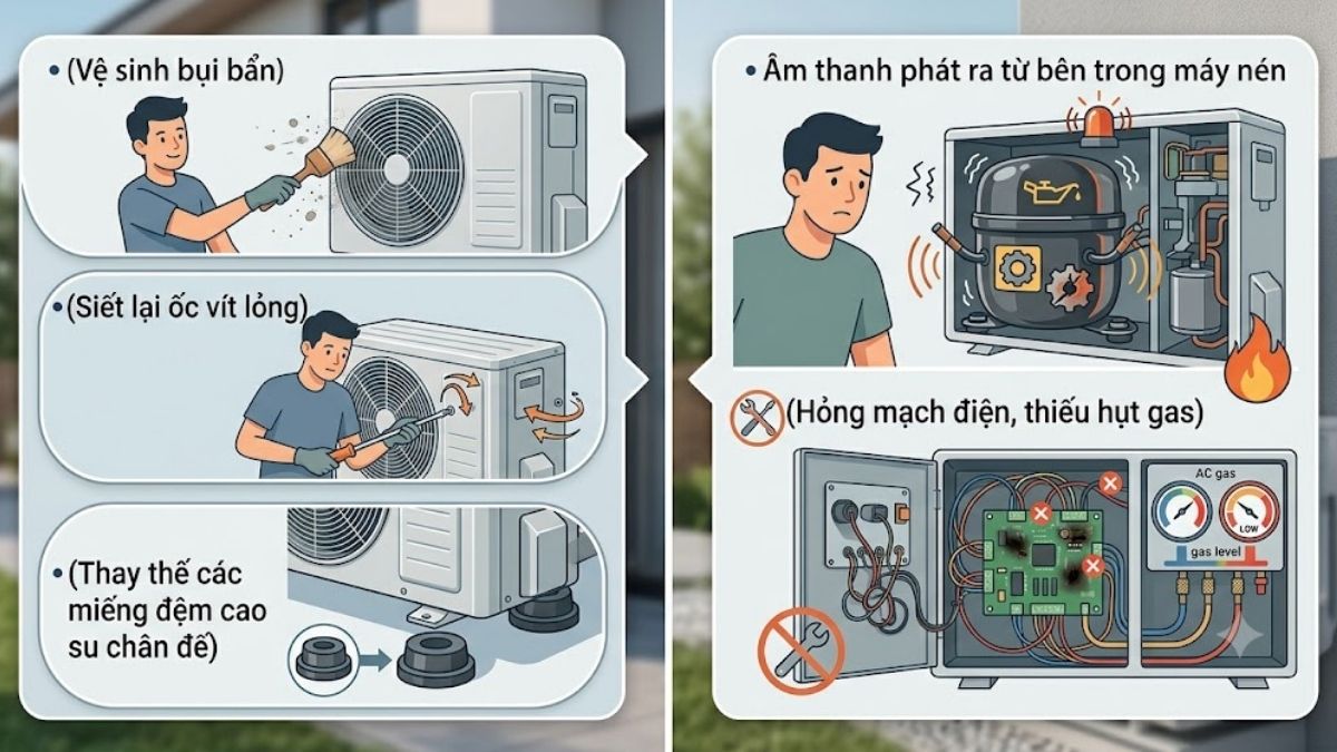 Có nên tự sửa cục nóng điều hòa bị kêu to không?