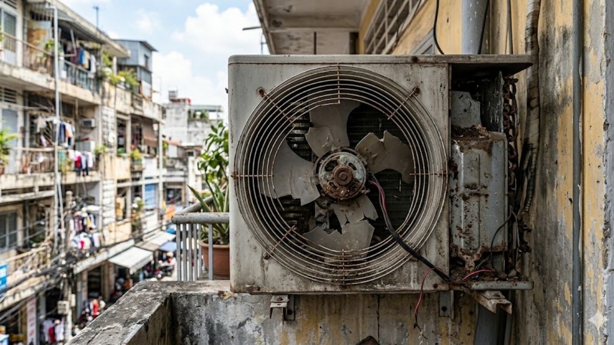 Quạt gió bị hỏng khiến cục nóng phát tiếng ồn lớn