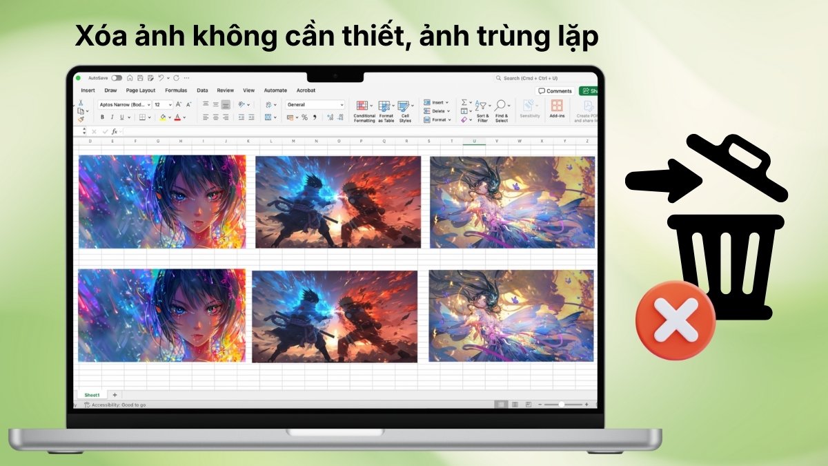 Loại bỏ ảnh dư giúp bảng tính gọn hơn