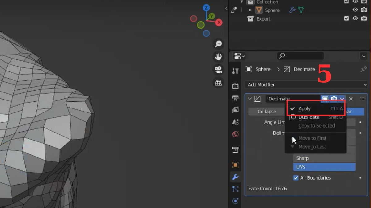 Phương pháp giảm lưới tự động trong Blender: Decimate Modifier