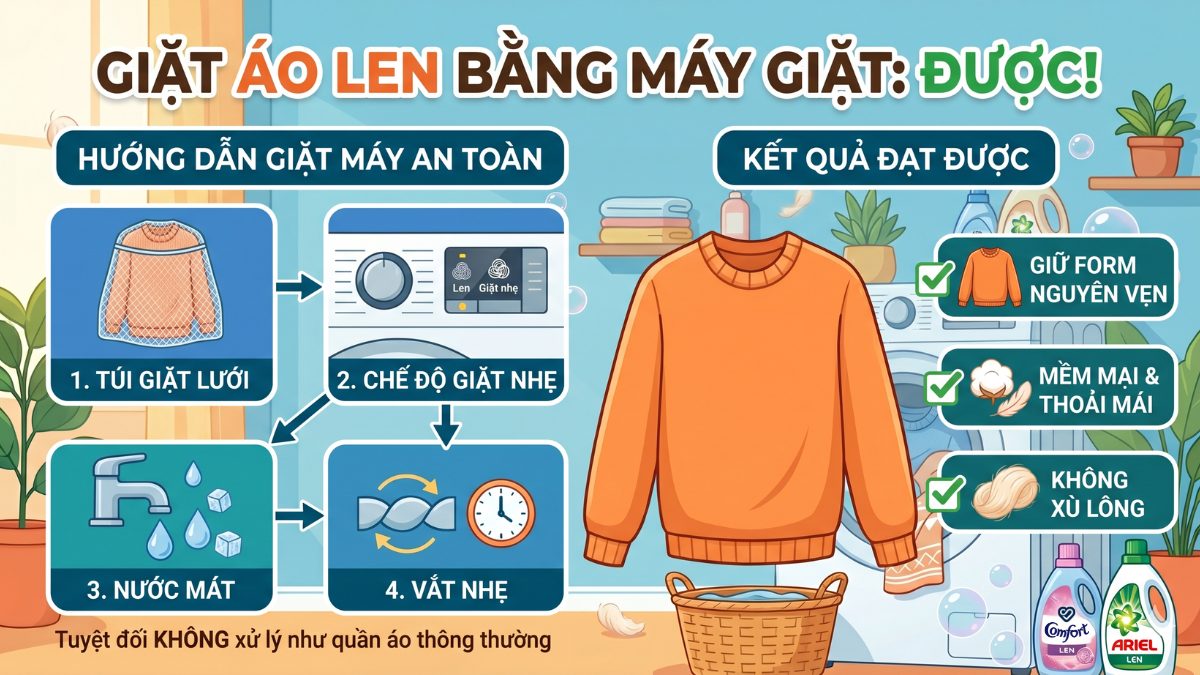 Có thể giặt áo len bằng máy giặt không?