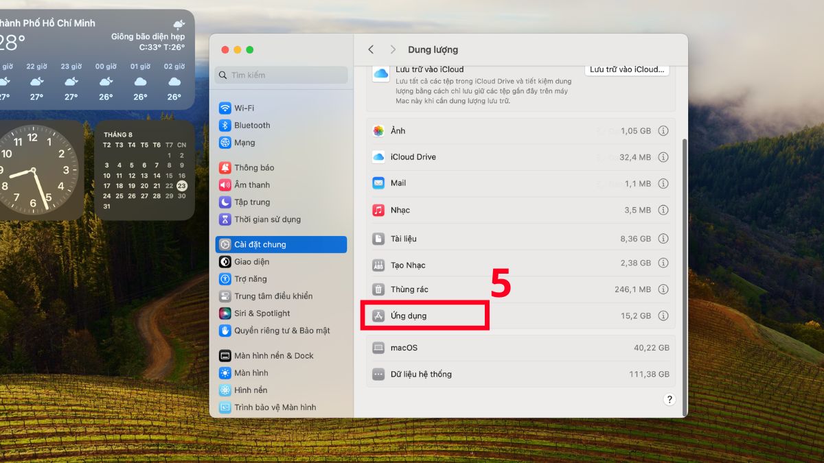 Xóa ứng dụng trên macOS qua Quản lý dung lượng