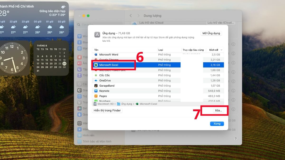 Xóa ứng dụng trên macOS qua Quản lý dung lượng