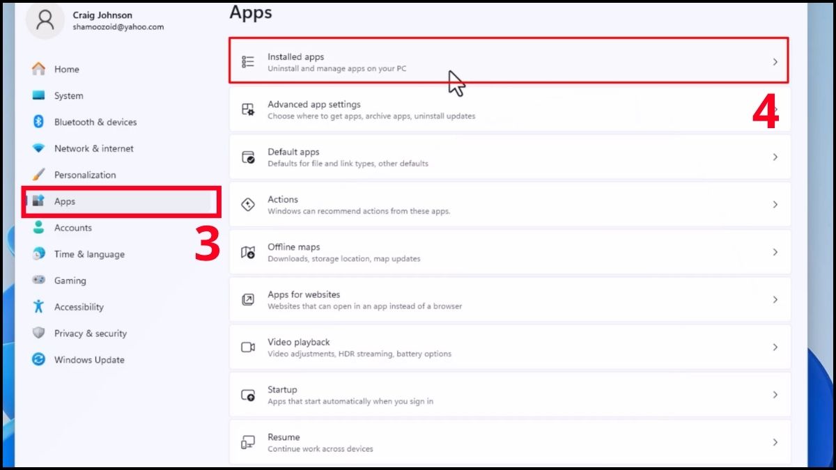 Các bước gỡ ứng dụng qua Settings trên máy tính Windows