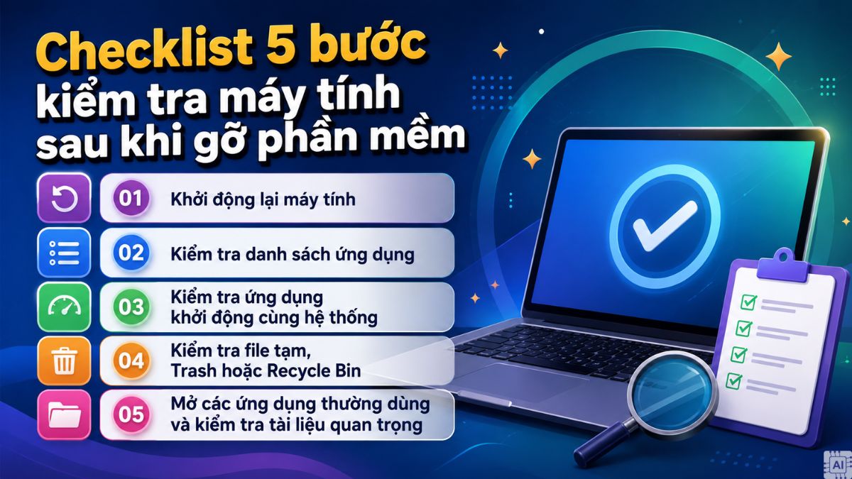 Checklist 5 bước kiểm tra máy tính sau khi gỡ phần mềm