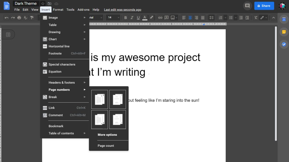 Ưu điểm của chế đội tối trên docs