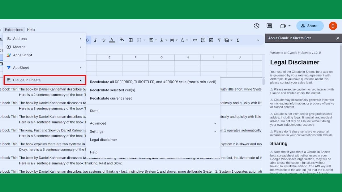 Claude Google Sheet rất đáng để ứng dụng