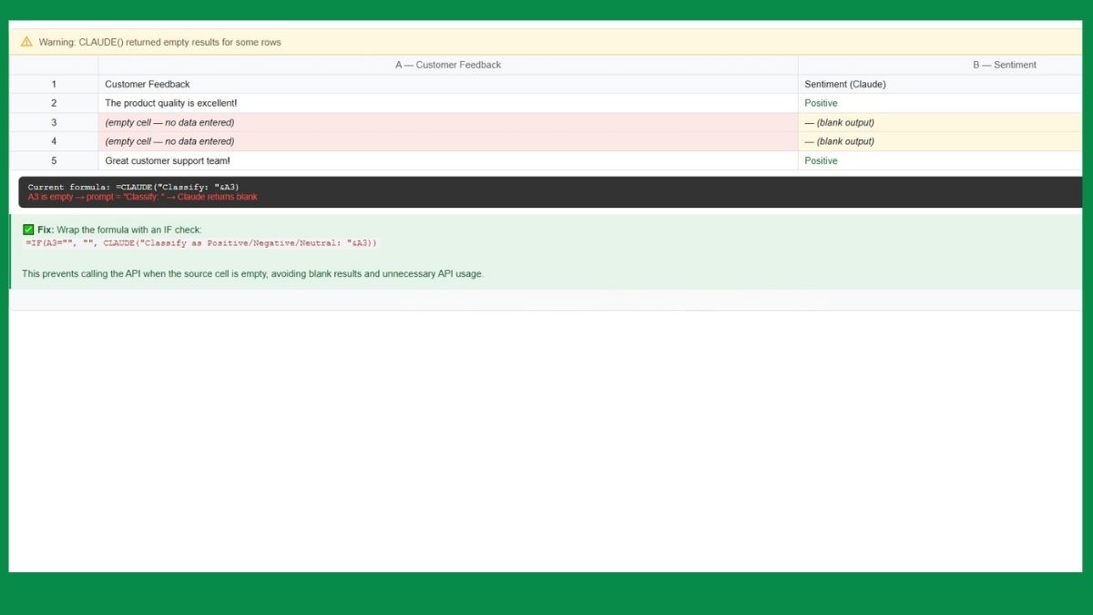 Lỗi không trả dữ liệu trong Google Sheet