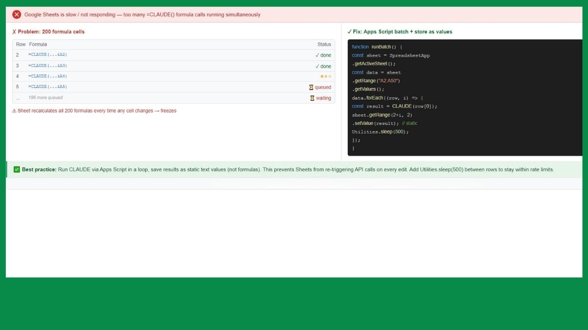 Google Sheets chạy chậm hoặc bị treo