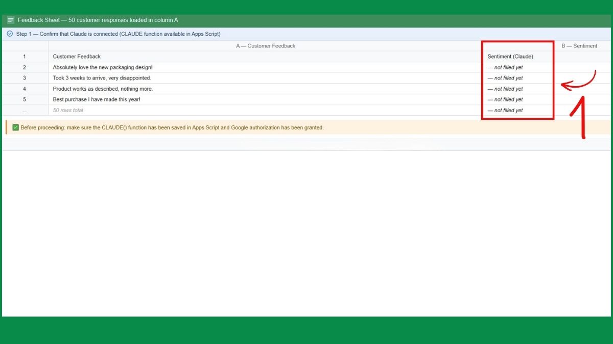Hướng dẫn sử dụng Claude trực tiếp trong Google Sheet
