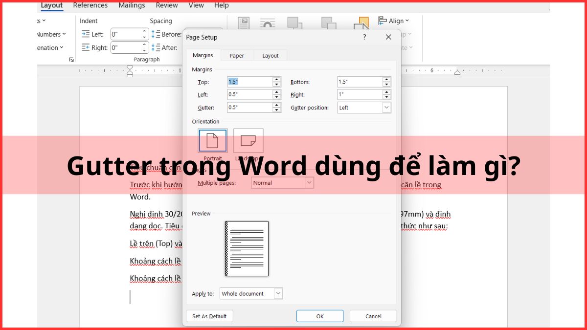 Tác dụng của Gutter trong Word