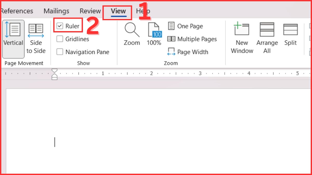 Không tìm thấy thước Ruler trong Word