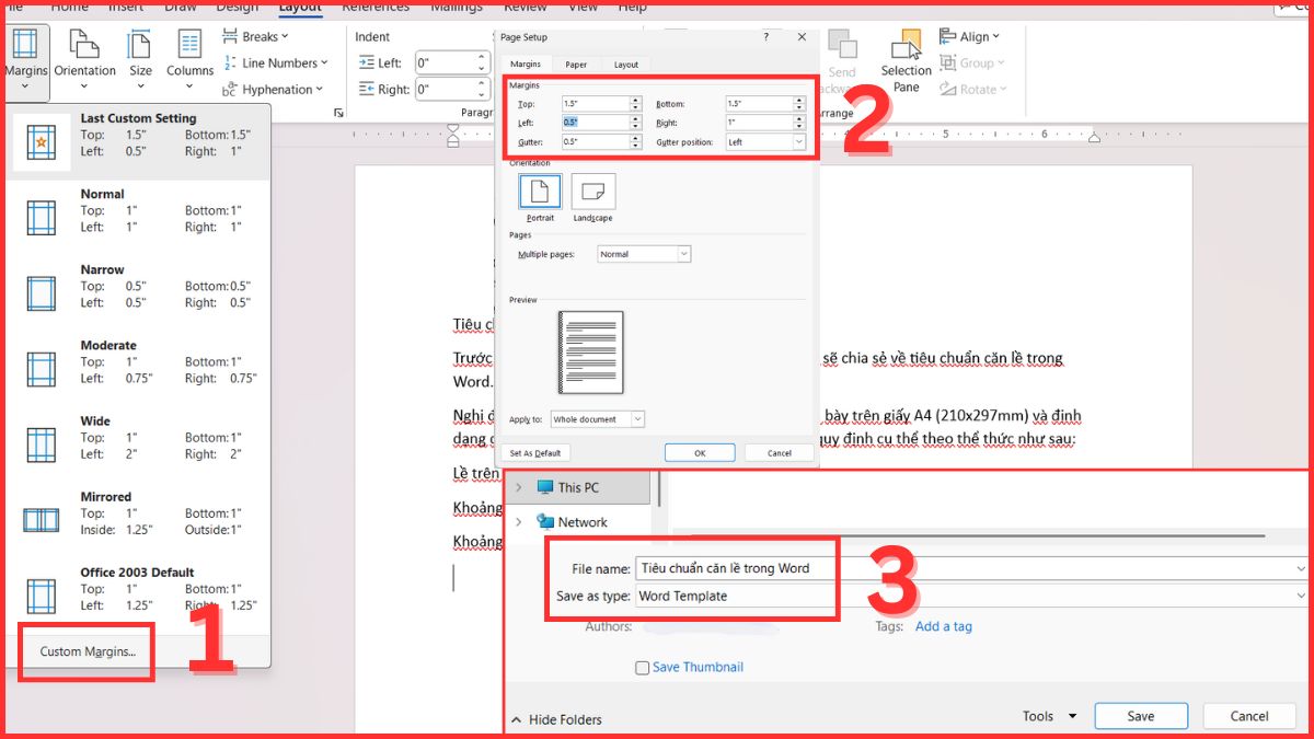 Tạo mẫu Template có sẵn căn lề chuẩn