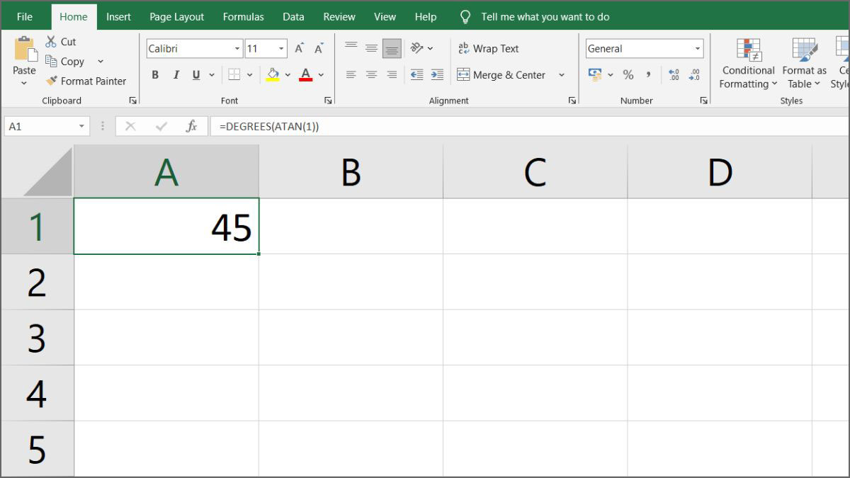 Cú pháp của hàm ATAN trong Excel