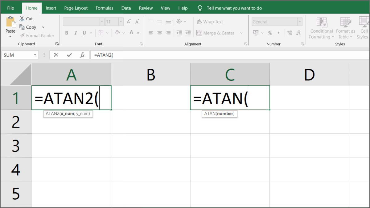 Phân biệt ATAN và ATAN2