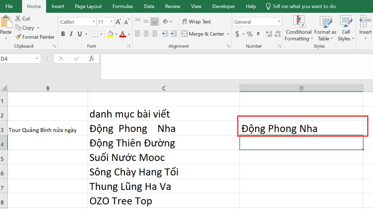 Hướng dẫn sử dụng hàm TRIM để bỏ khoảng trắng trong ô
