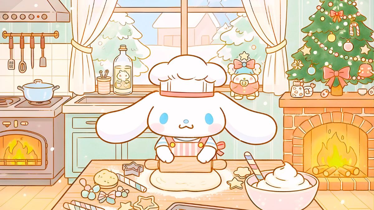 Cinnamoroll làm bánh trong ngày Noel