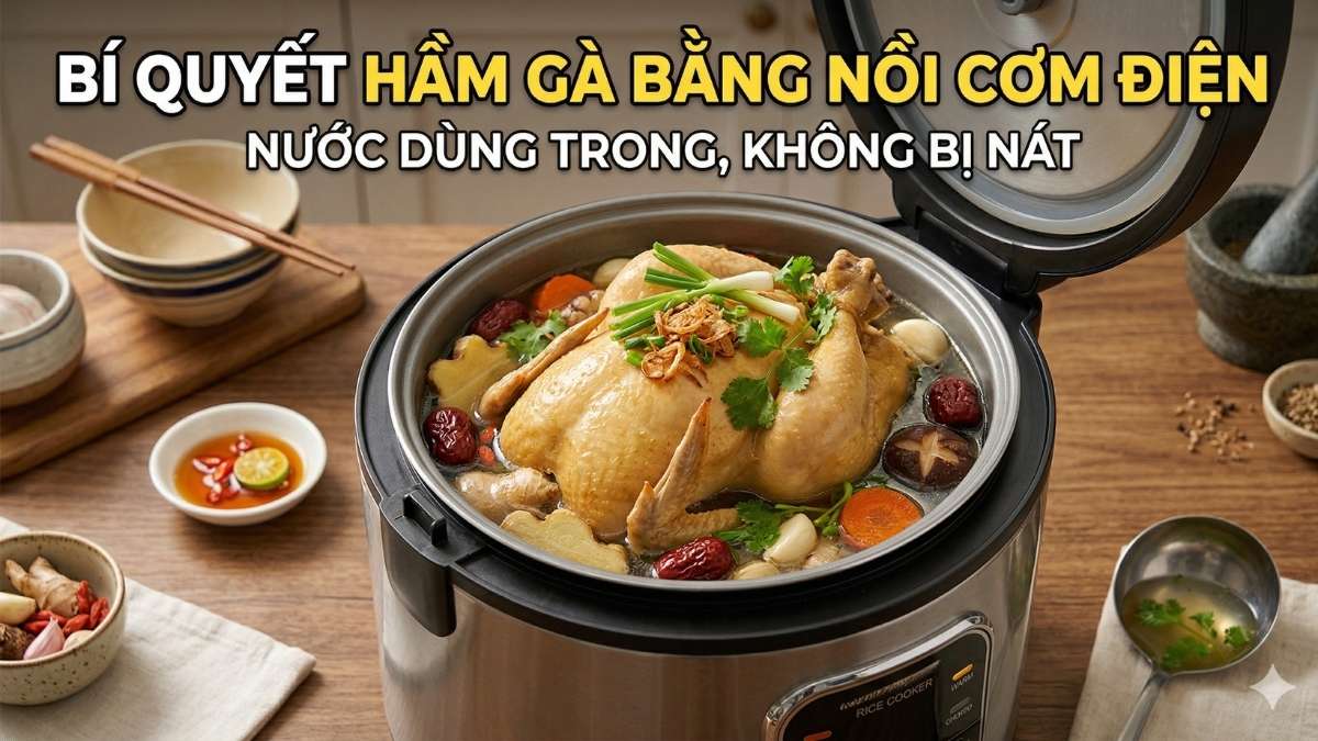 Bí quyết hầm gà bằng nồi cơm điện nước dùng trong, không bị nát