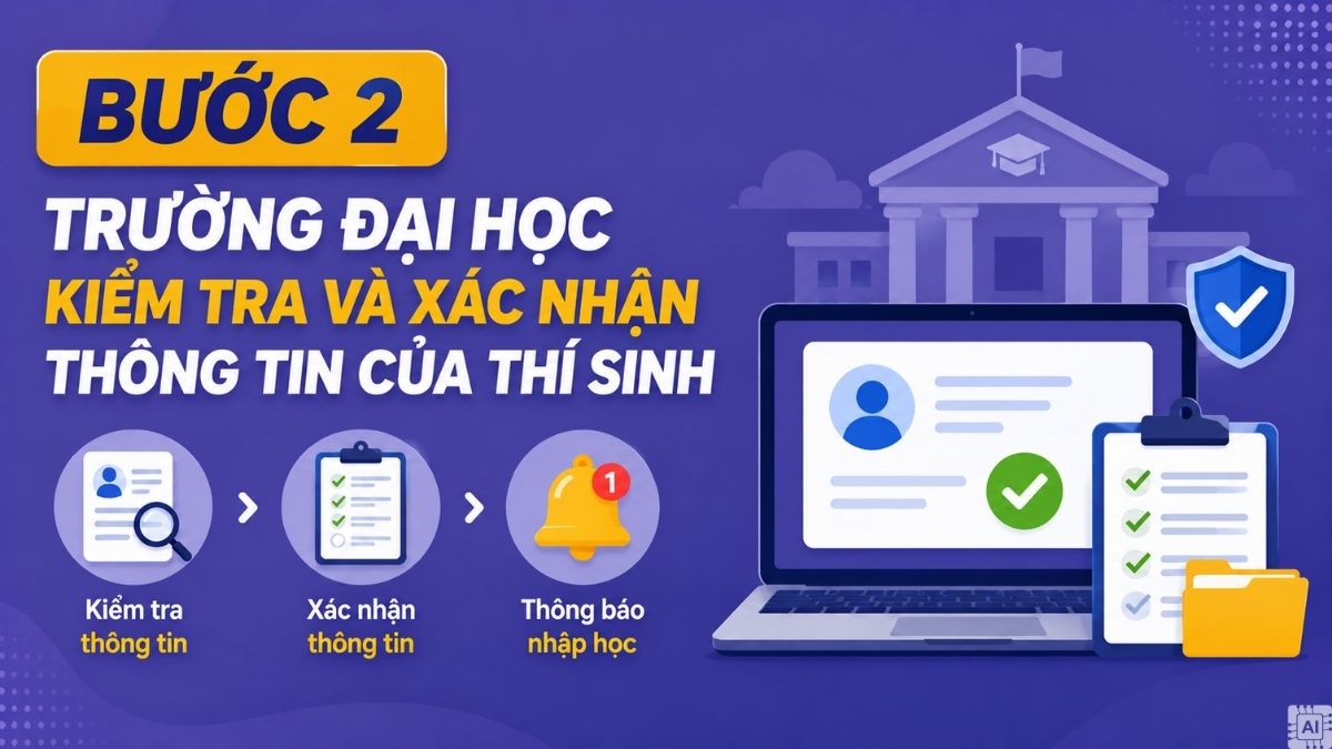 Bước 2: Trường đại học sẽ tiến hành kiểm tra và xác nhận thông tin của thí sinh