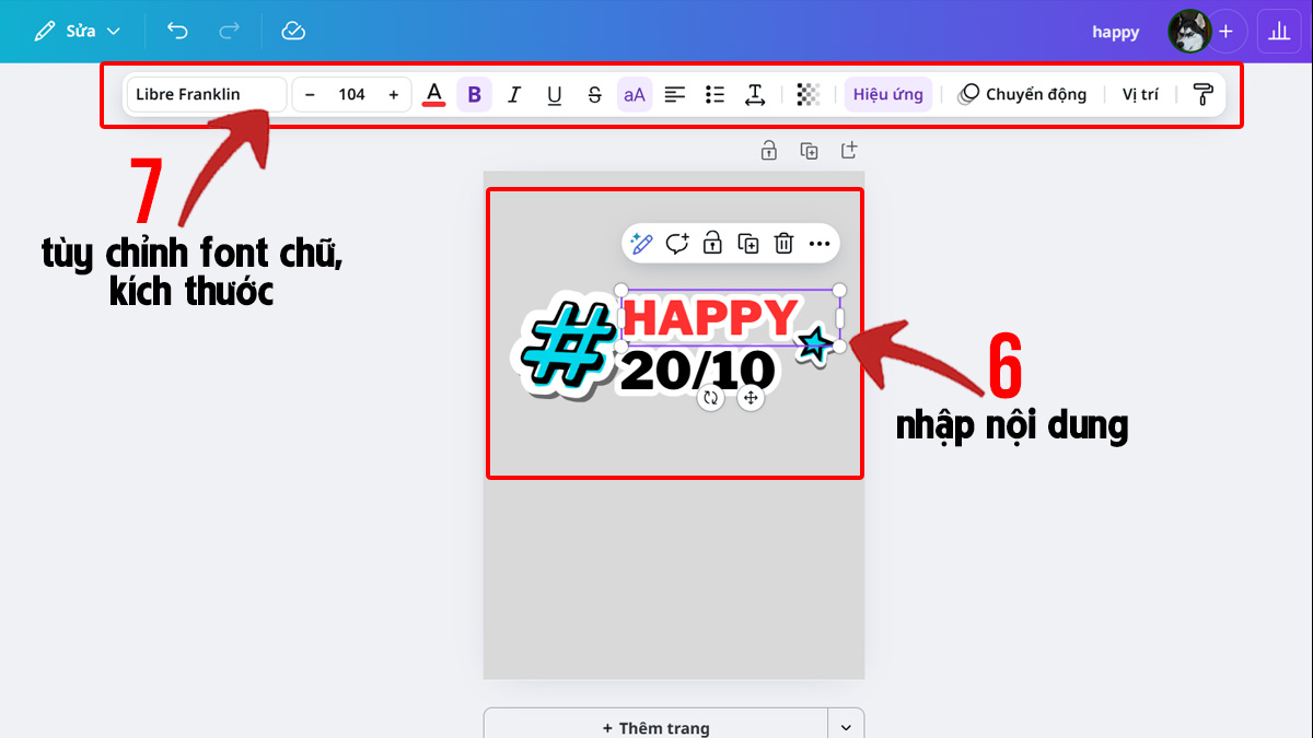 Cách tự thiết kế hashtag 20/10 cầm tay đơn giản