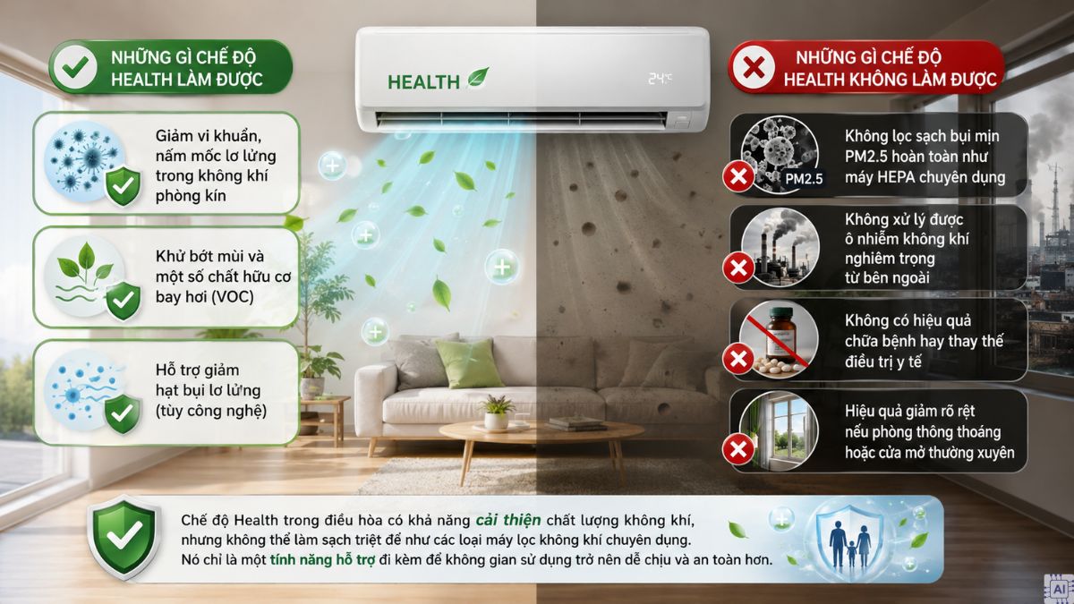 Chế độ Health có thực sự làm sạch không khí như quảng cáo không?