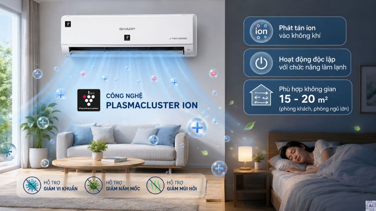 Điều hòa Sharp sở hữu công nghệ ion Plasmacluster