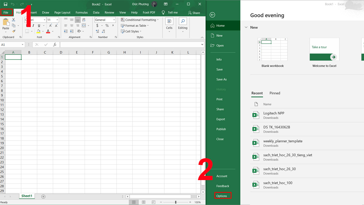 Bật thanh cuộn bằng Excel Options