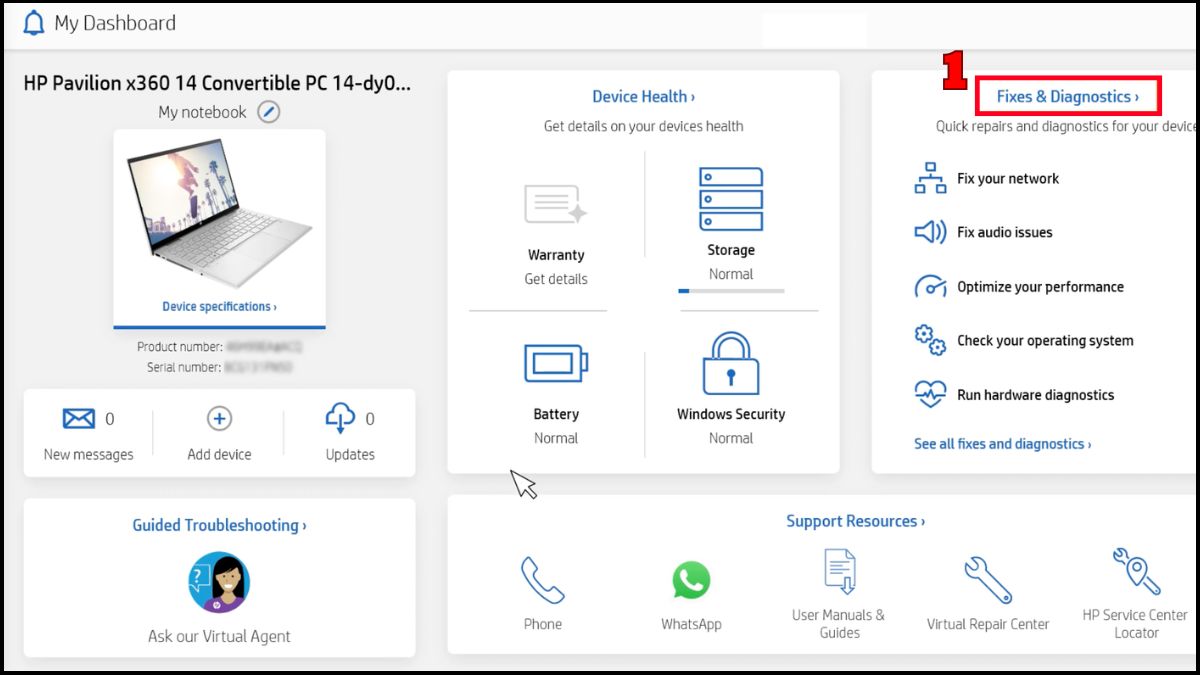Kiểm tra và chẩn đoán lỗi phần cứng trên HP Support Assistant
