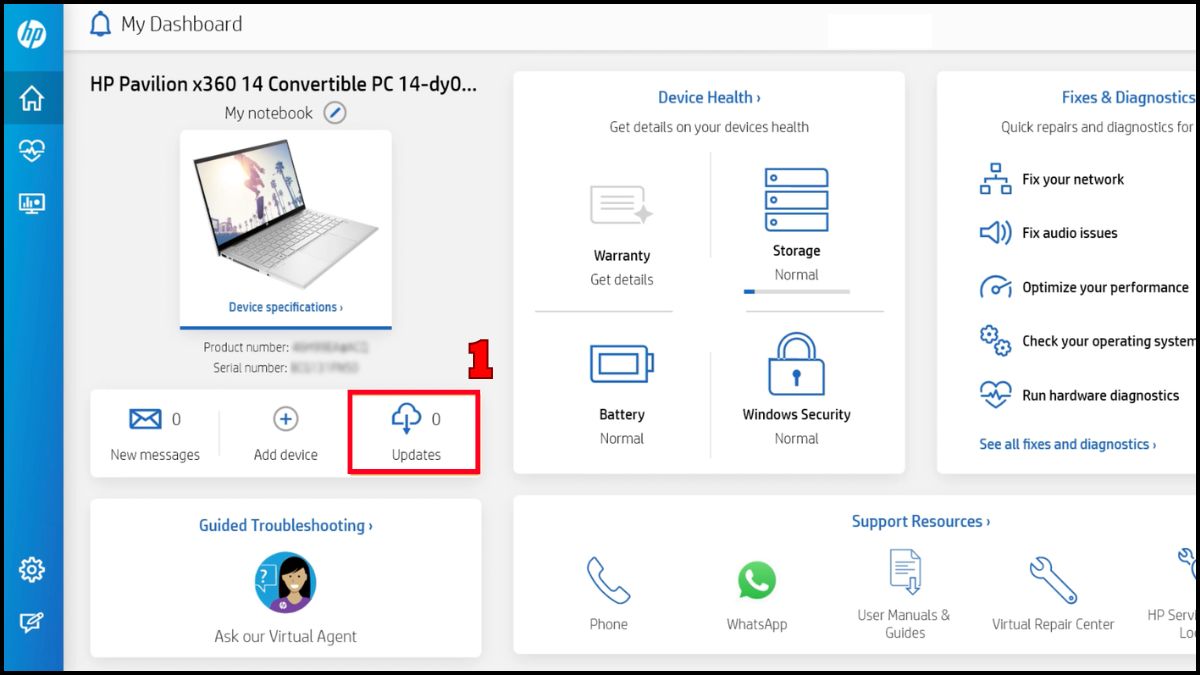 Cập nhật driver và phần mềm tự động trên HP Support Assistant