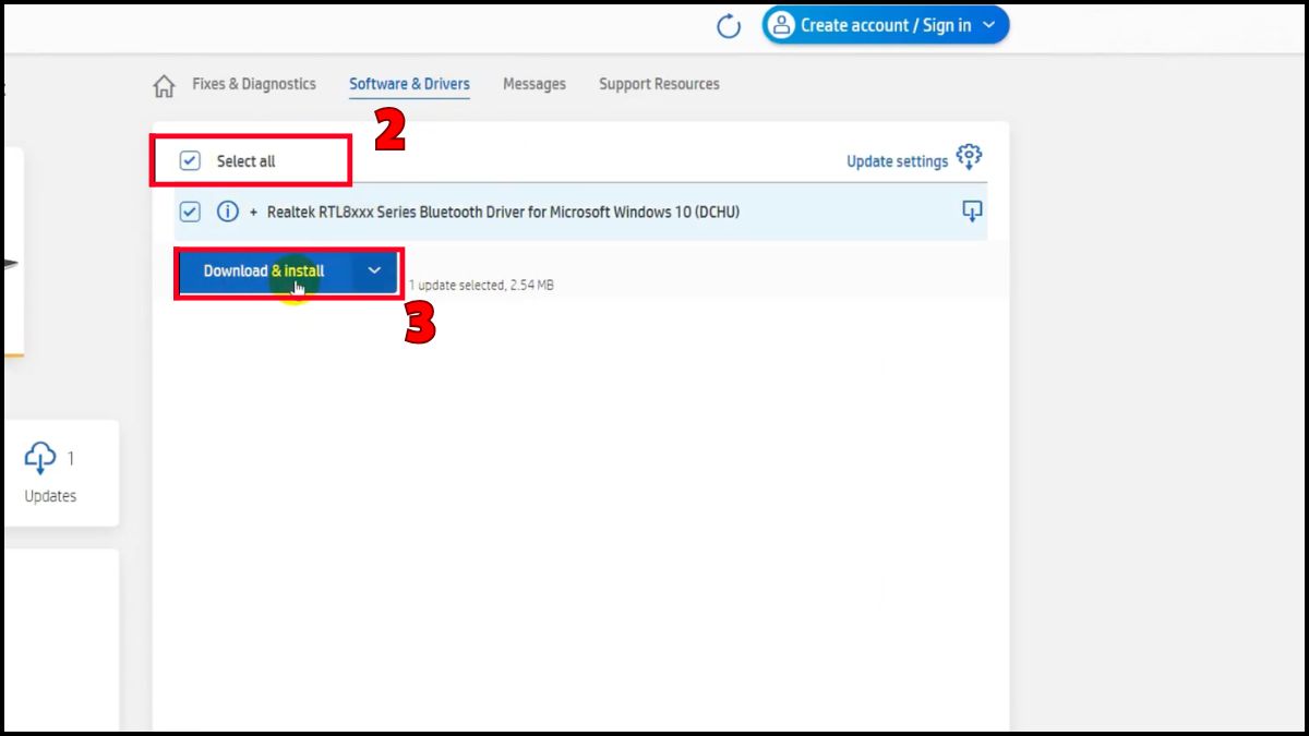 Cập nhật driver và phần mềm tự động trên HP Support Assistant