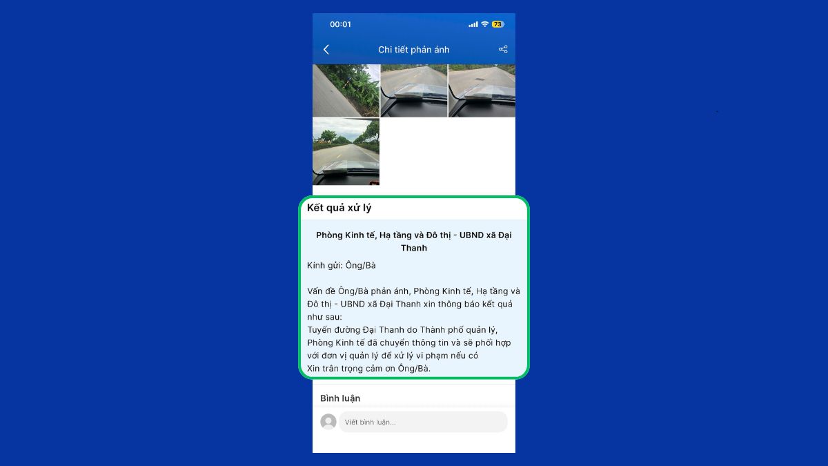 Theo dõi tình trạng xử lý phản ánh trên app iHanoi