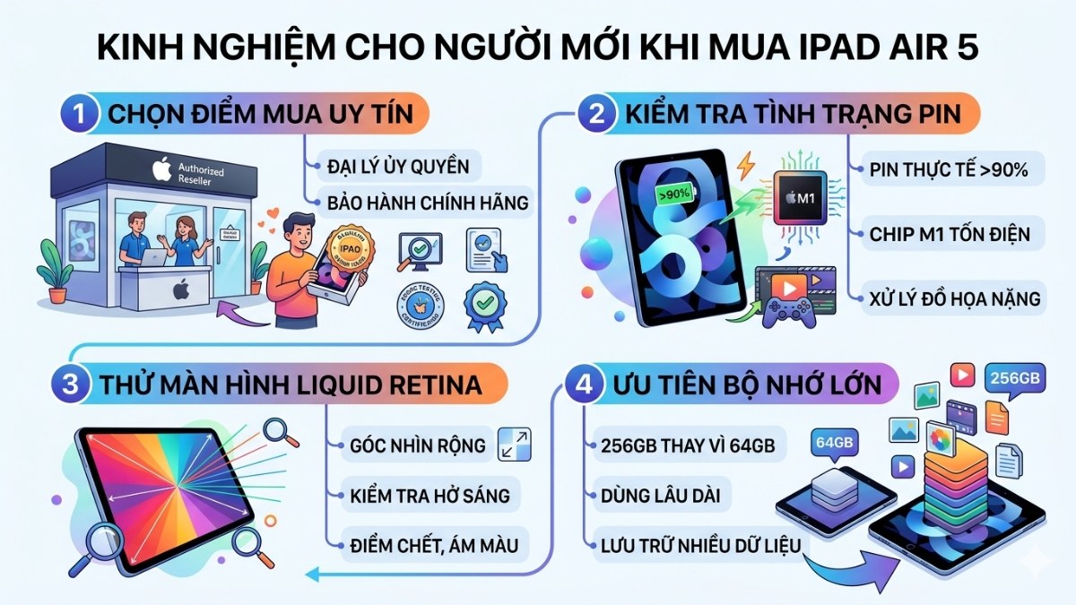 Kinh nghiệm cho người mới khi mua iPad Air 5