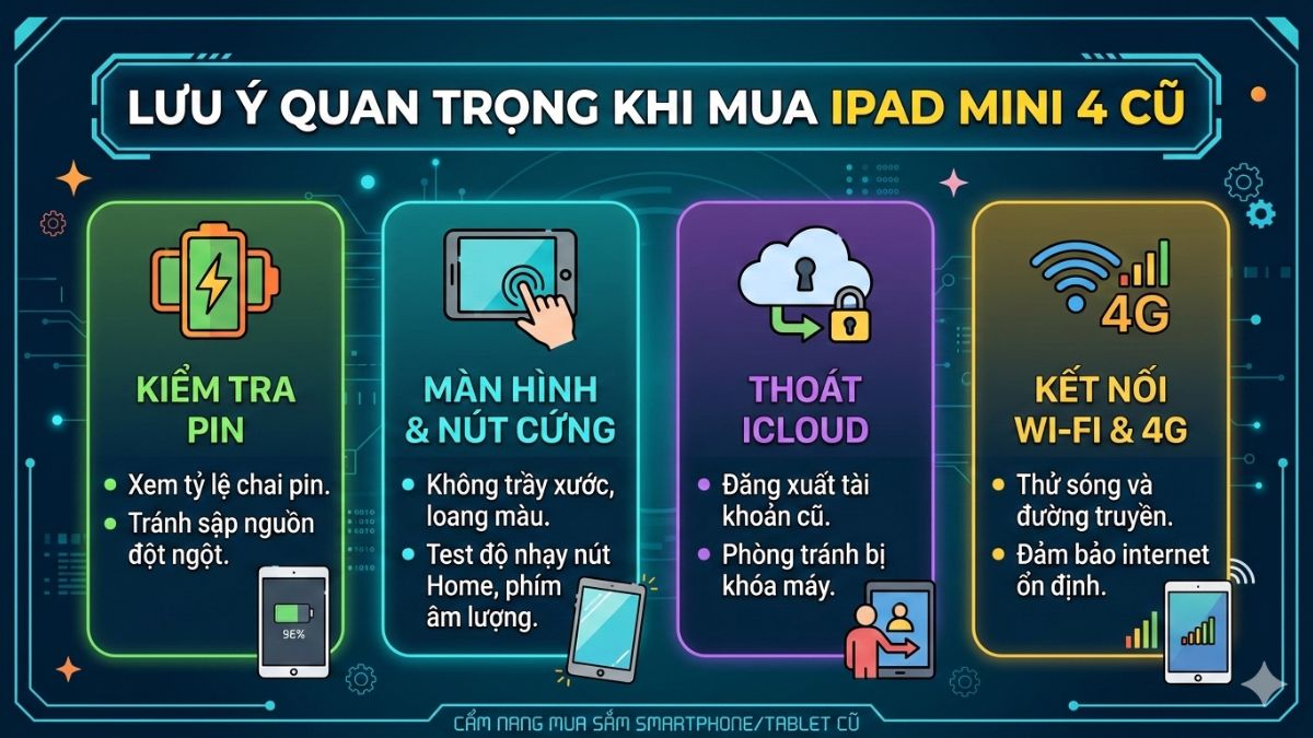 Thông tin cần ghi nhớ khi mua Apple iPad Mini 4 cũ
