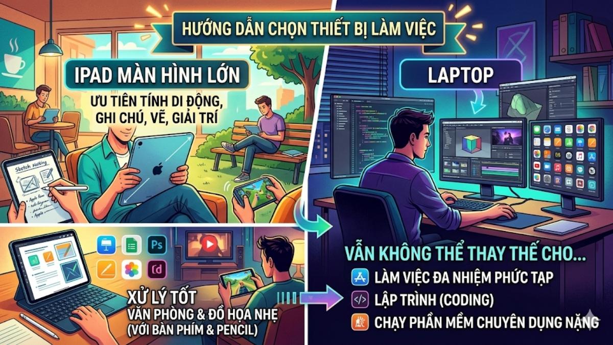 iPad màn hình lớn tối ưu cho công việc sáng tạo, tính di động cao