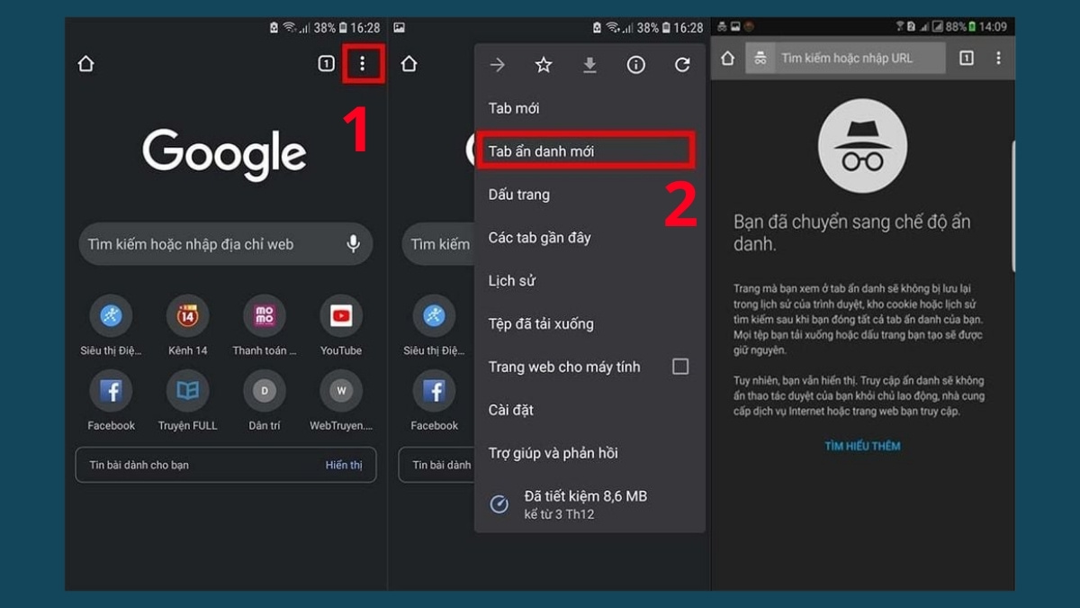 Thử mở website ở chế độ Ẩn danh (Incognito Mode)