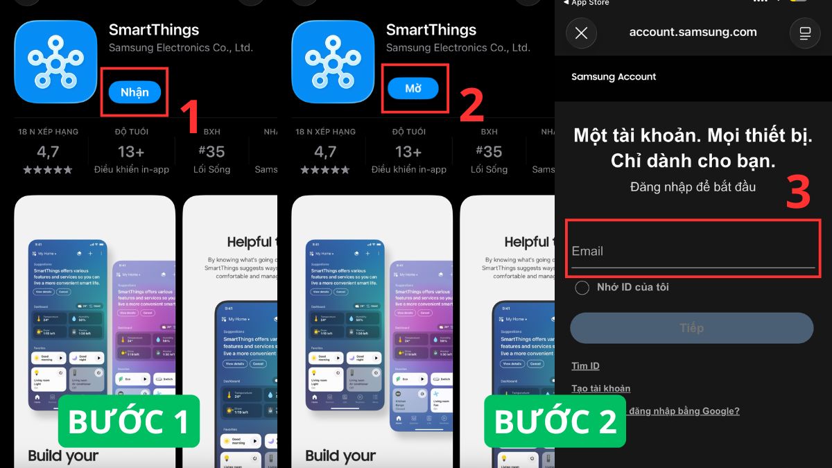 Sử dụng ứng dụng Samsung SmartThings/Smart View kết nối iPhone với tivi Samsung