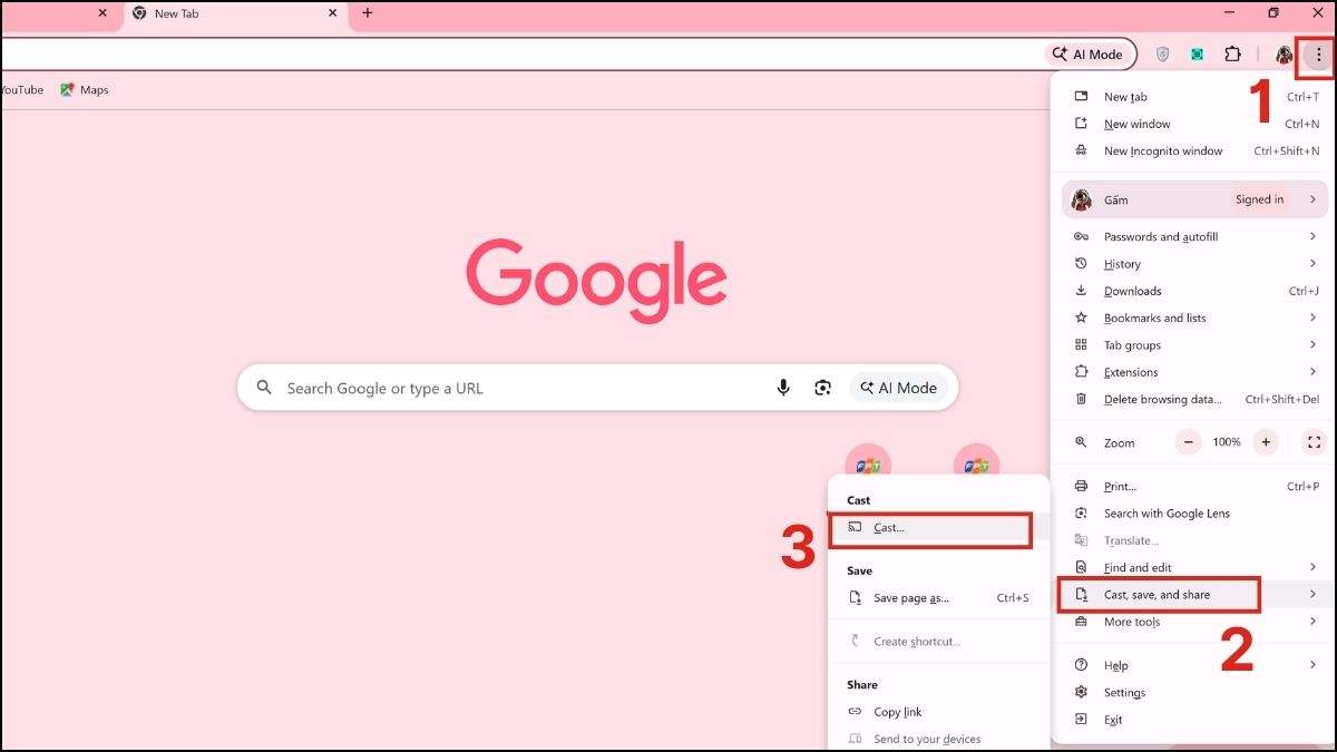 Kết nối tivi LG với laptop không dây qua Chromecast