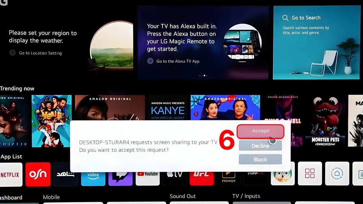 Kết nối tivi LG với laptop không dây qua Screen Share