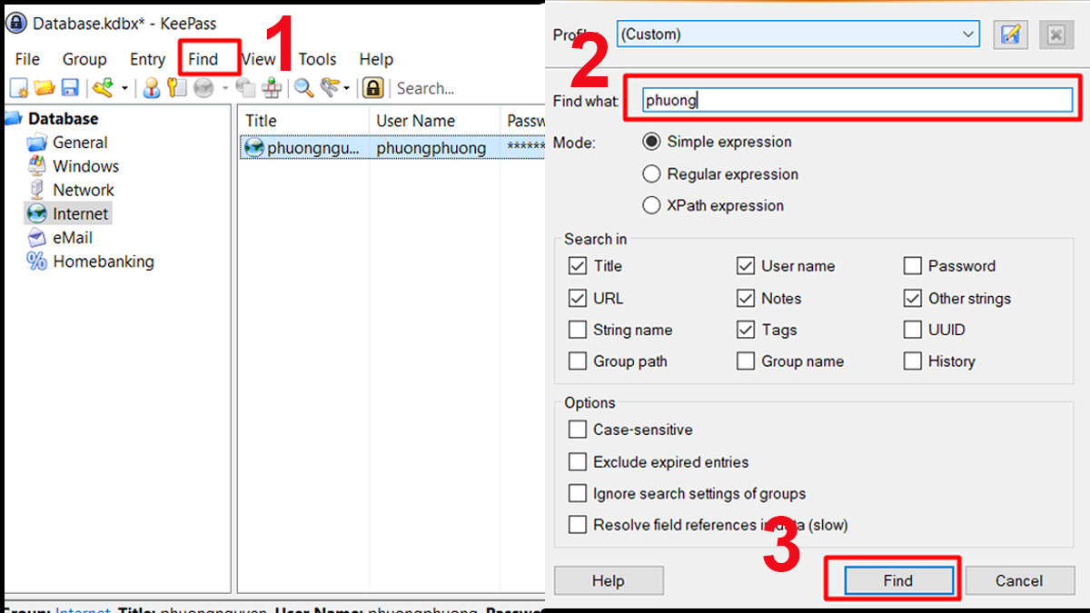 Tìm kiếm, sao chép và tự động lưu mật khẩu trong KeePass
