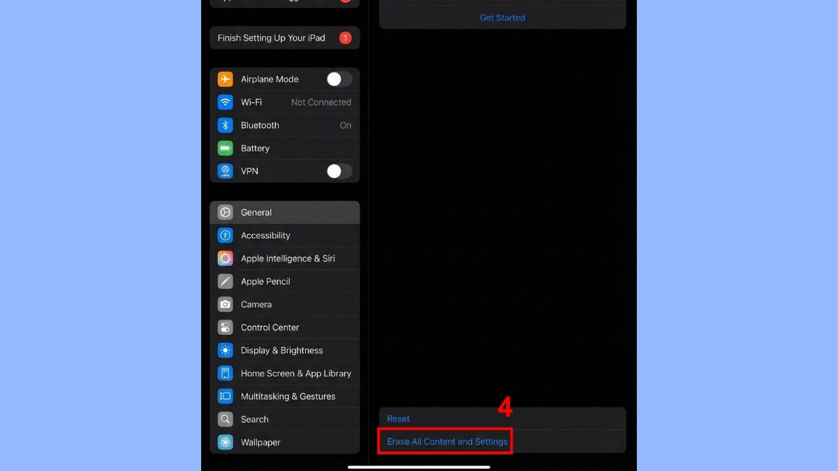 Cách khôi phục cài đặt gốc iPad trực tiếp trên máy