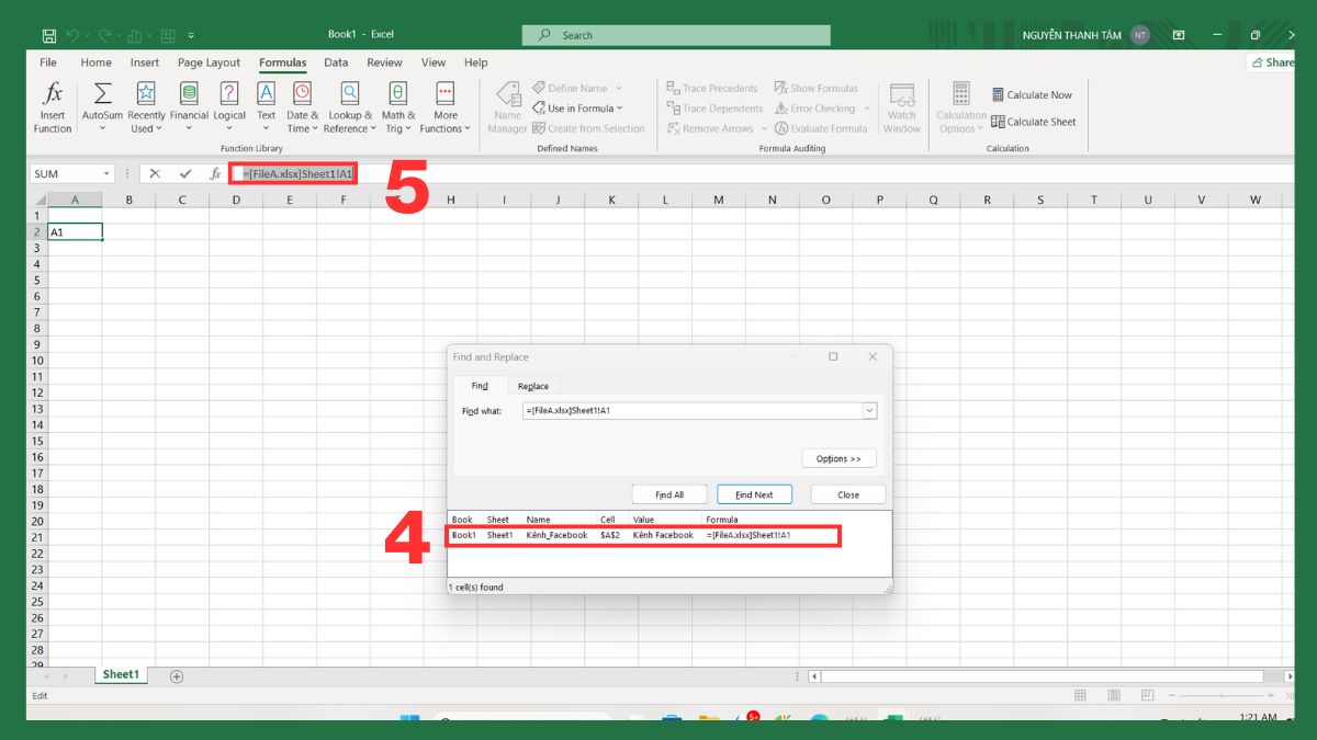 Xóa liên kết thủ công trong ô