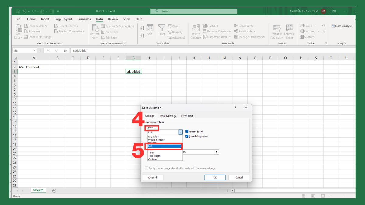 Sửa lỗi bằng Data Validation rất đơn giản